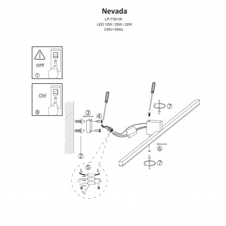 Light Prestige Nevada kinkiet M biały IP44 1xLEDxLED LP-778/1W M WH