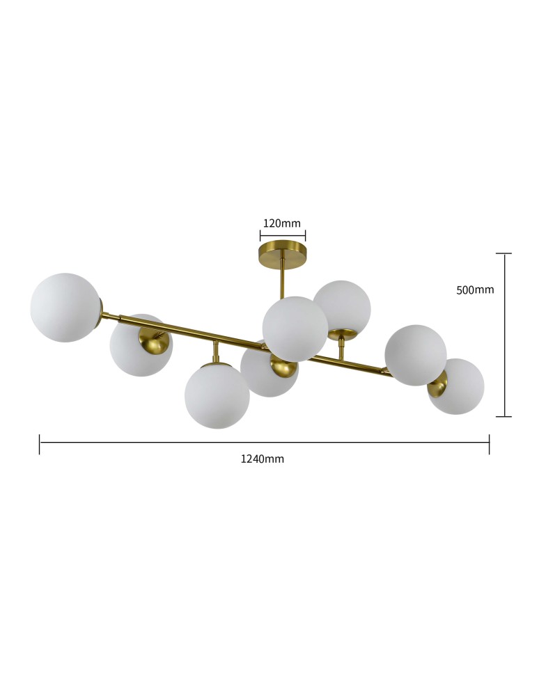 Pendant lamps spheres - Light Prestige Dorado 8 pendant lamp LP-002/8P 8xE14 gold/white - product kolory-swiatla.pl 7