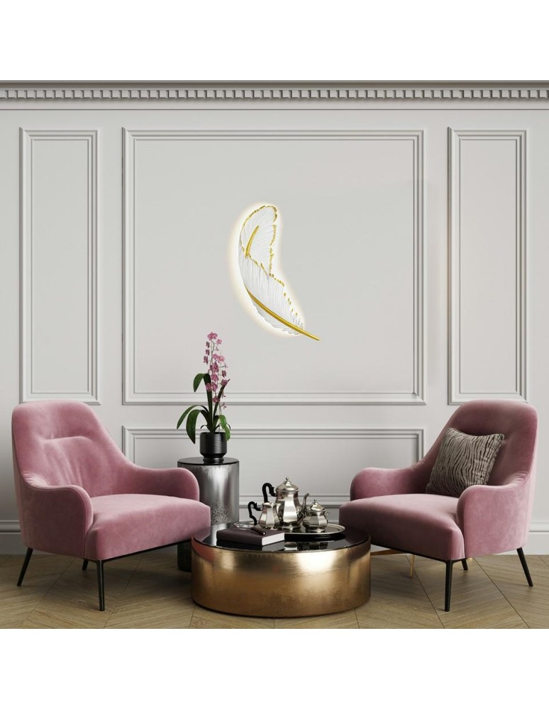 Designer wall lamps - MOOSEE feather wall lamp white / gold (MSE010100388) - product kolory-swiatla.pl 1