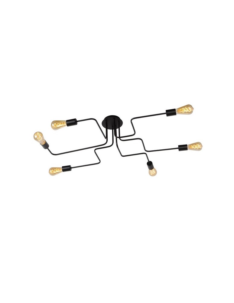 Loft ceiling lamps - industrial - Lucide LESTER Plafond Light 6xE27 100/75/20cm Black 21112/06/30 - product kolory-swiatla.pl 1