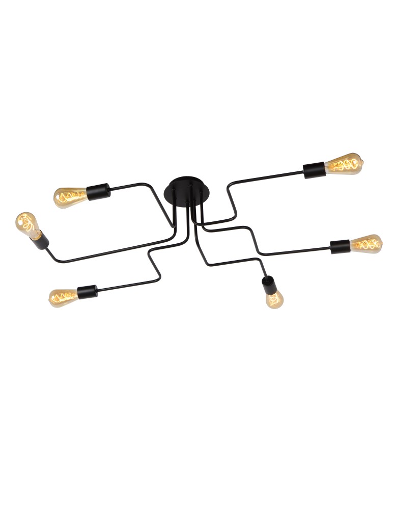 Loft ceiling lamps - industrial - Lucide LESTER Plafond Light 6xE27 100/75/20cm Black 21112/06/30 - product kolory-swiatla.pl 2