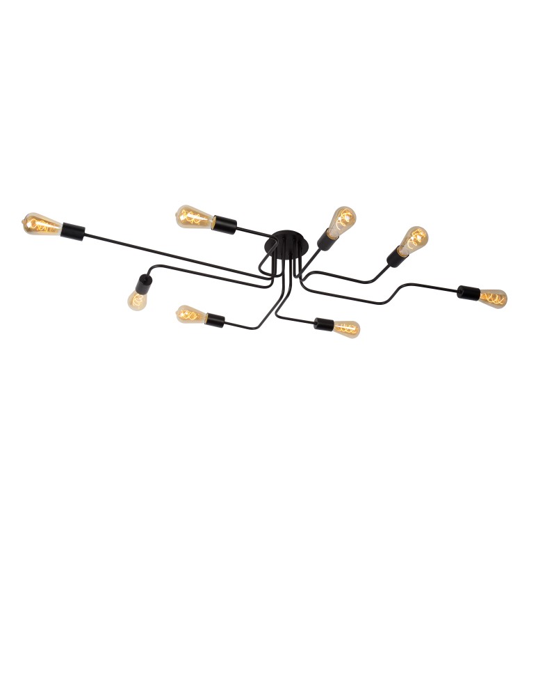 Loft ceiling lamps - industrial - Lucide LESTER Plafond Light 8xE27 150/80/20cm Black 21112/08/30 - product kolory-swiatla.pl 2