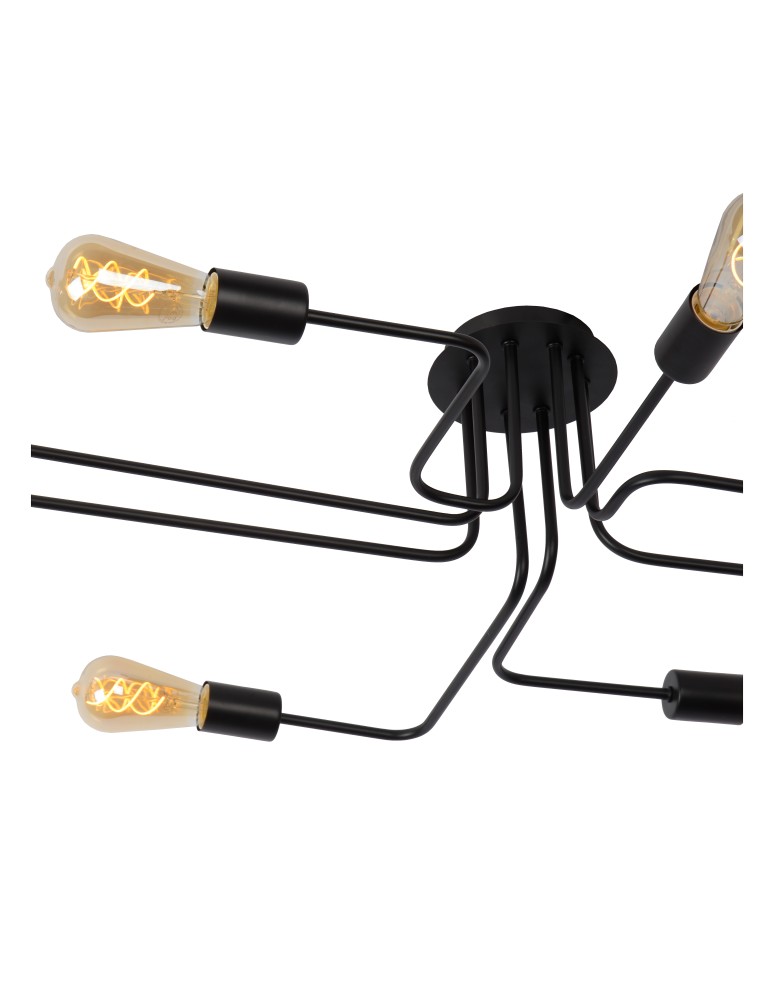 Loft ceiling lamps - industrial - Lucide LESTER Plafond Light 8xE27 150/80/20cm Black 21112/08/30 - product kolory-swiatla.pl 4