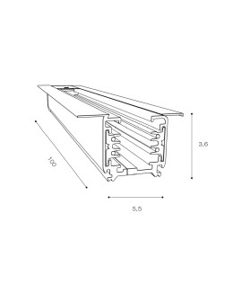 Azzardo TRACK 3LINE 1M GIPS BK 3 phase 1 meter flush mounted rail Black AZ4290 - product 2