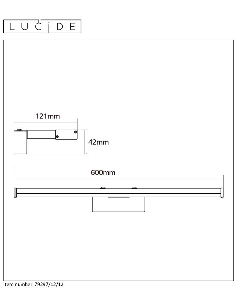 Lucide ONNO Mirror Light LED 12W L60c 79297/12/12