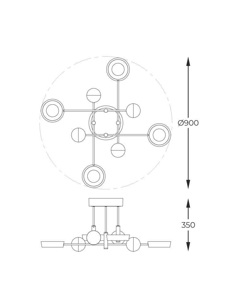 LED ceiling lamps - Zuma Line Lara Ceiling Lamp Black / French Gold MX7170-8-3BGT - product kolory-swiatla.pl 3
