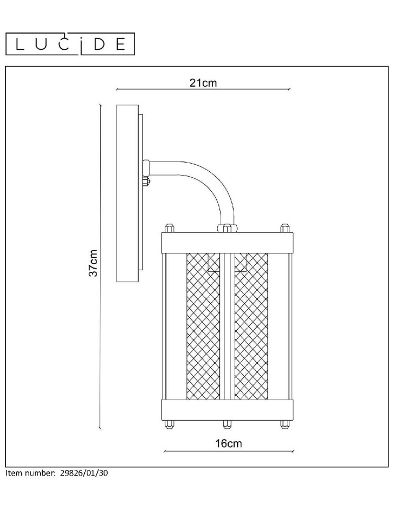 Outdoor wall lamps - Lucide MAKKUM Wall Mounted IP23 E27 H38cm Black 29826/01/30 - product kolory-swiatla.pl 5