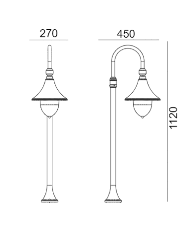Norlys Floirencja Stojąca 112cm 1xE27 IP65 Czarny 805B - produkt 2