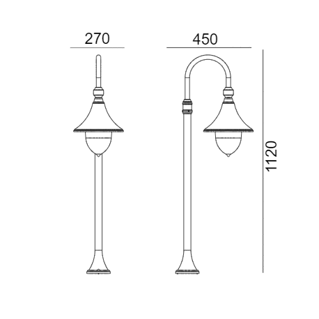 Norlys Floirencja Stojąca 112cm 1xE27 IP65 Czarny 805B