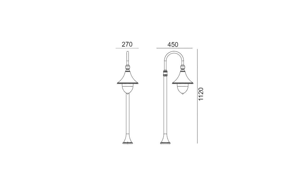 Norlys Floirencja Stojąca 112cm 1xE27 IP65 Czarny 805B