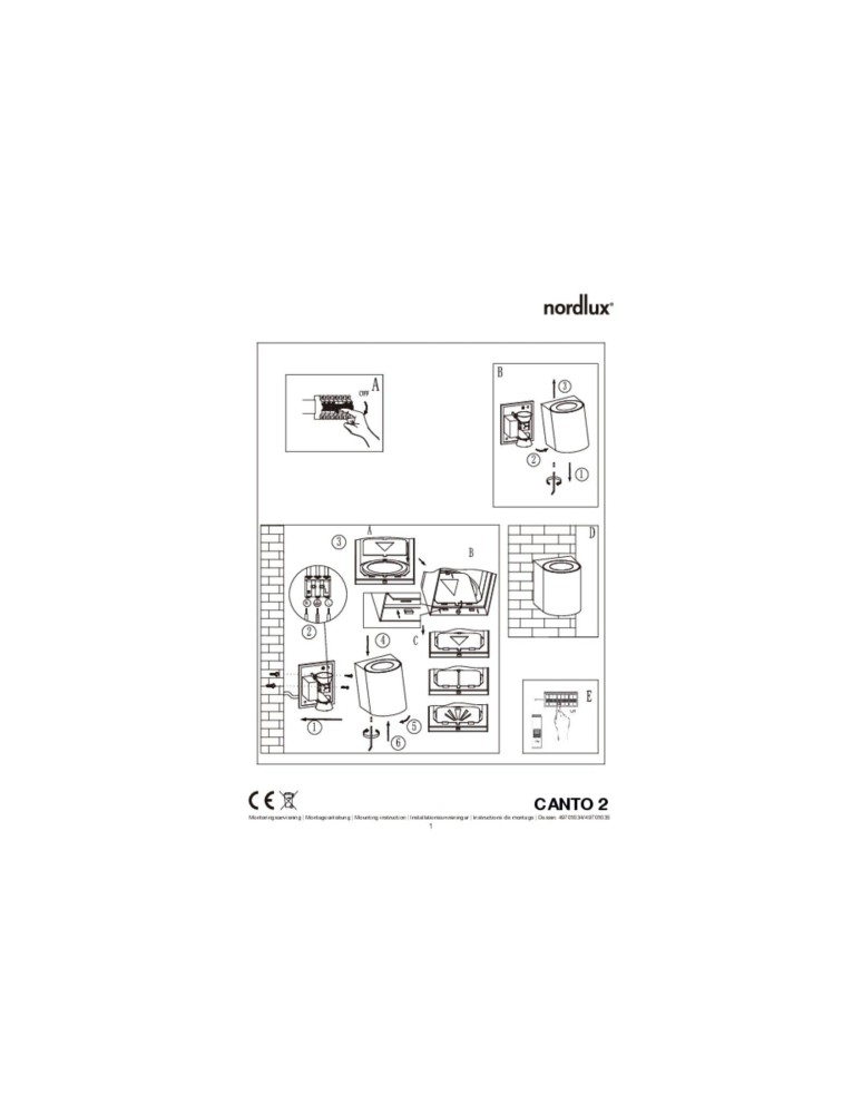 NORDLUX CANTO Lampa Ścienna LED Stal nierdzewna 49701034