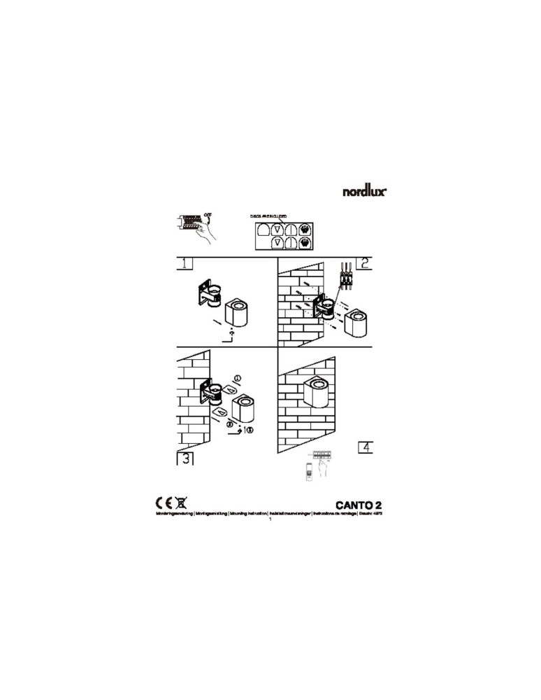 NORDLUX CANTO Lampa Ścienna LED Metal Srebrny 49701031