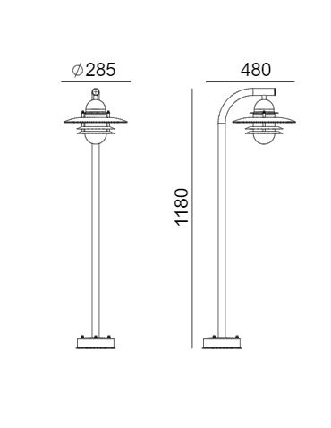 Norlys Oslo 118cm 1xE27 Stojąca IP65 Czarny 245B - produkt 2