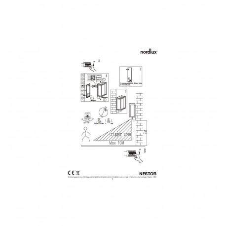 NORDLUX NESTOR Lampa Ścienna LED Aluminium Czarny 49051503