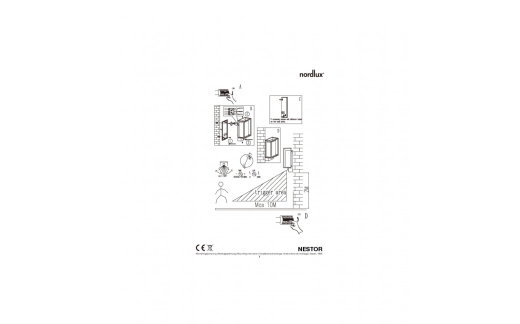 NORDLUX NESTOR Lampa Ścienna LED Aluminium Czarny 49051503