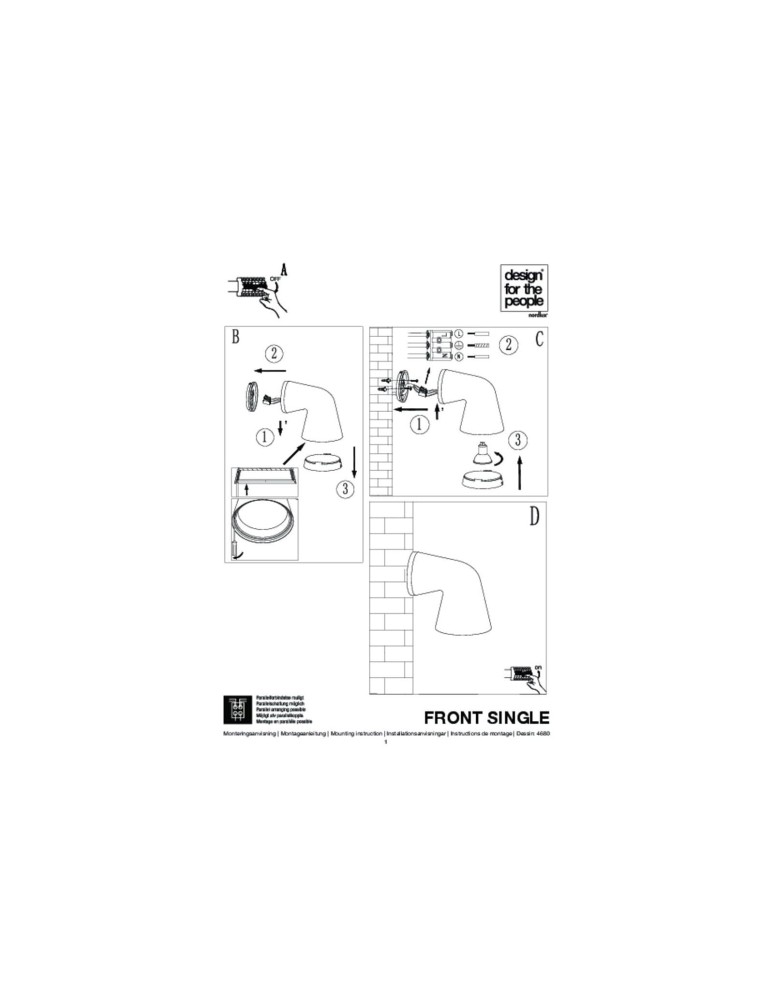 NORDLUX FRONT Lampa Ścienna GU10 28W Aluminium Biały 46801001