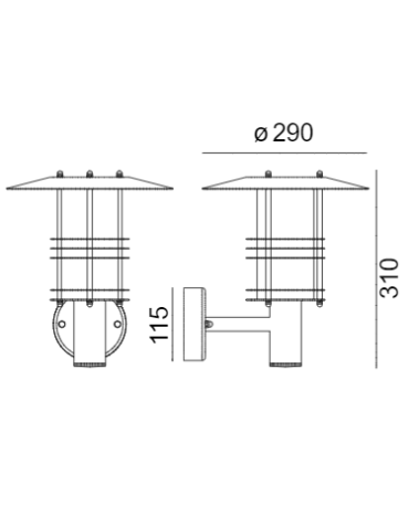 Norlys Stockholm Wall lamp BIG 1xE27 IP54 Black 286B - product 2