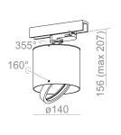Lamps for 3-phase busbars - Aqform TUBA 111 track Reflector 16233-0000-T8-PH - product 2