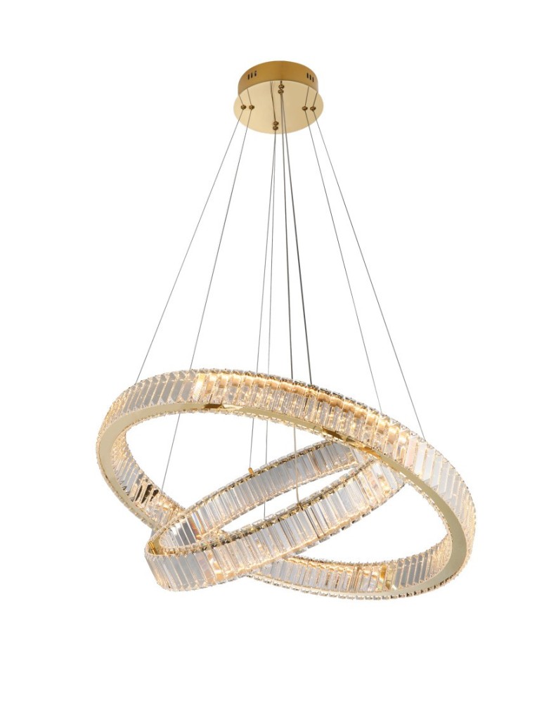Glamour pendant lamps - Azzardo SPARK Pendant 60+80 DIMM GO Gold Gloss/Transparent 2xLED Dimmable Option AZ5792 - product kolory-swiatla.pl 1