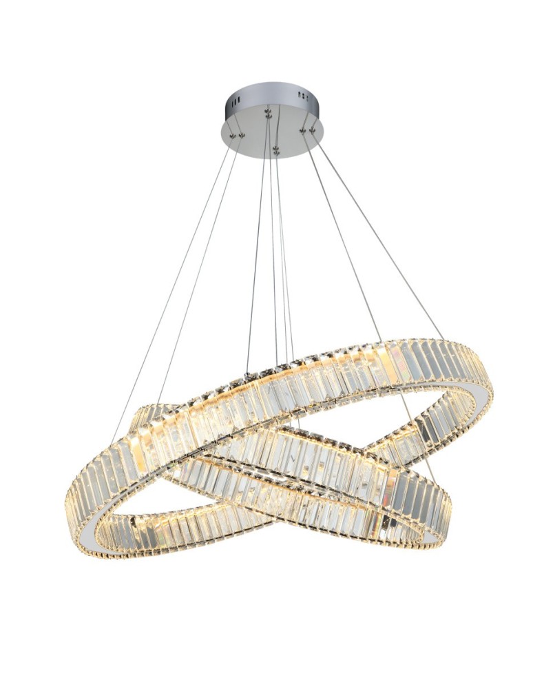 Glamour pendant lamps - Azzardo SPARK Pendant 60+80 DIMM CH Chrome/Transparent 2xLED Dimmable Option AZ5793 - product kolory-swiatla.pl 1