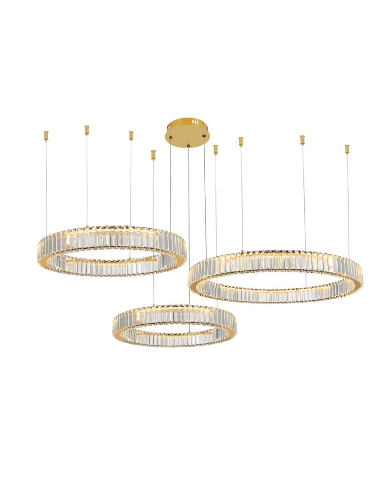 Glamour pendant lamps - Azzardo SPARK Pendant 40+60+80 DIMM GO Gold Gloss/Transparent 3xLED Dimmable Option AZ5794 - product kolory-swiatla.pl 1