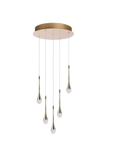 Azzardo DALMA 5 ROUND GO Gold Gloss/Transparent 5xLED Pendant AZ6008.