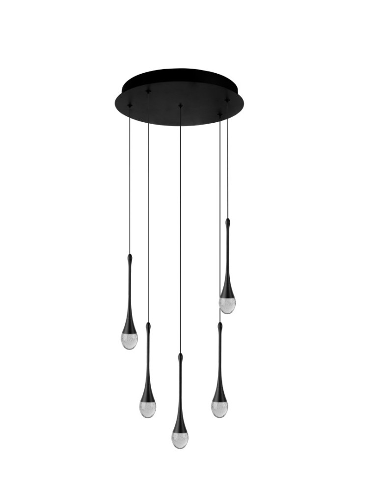 Icicle pendant lamps - Azzardo DALMA 5 ROUND BK Black Matte/Transparent 5xLED Pendant AZ6007 - product kolory-swiatla.pl 1