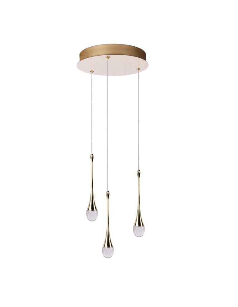 Icicle pendant lamps - Azzardo DALMA 3 ROUND GO Gold Gloss/Transparent 3xLED Pendant AZ6010 - product kolory-swiatla.pl 1