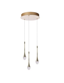 Azzardo DALMA 3 ROUND GO Złoty Połysk/Transparentny 3xLED Wisząca AZ6010