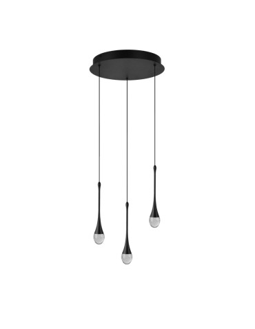 Azzardo DALMA 3 ROUND BK Black Matte/Transparent 3xLED Pendant AZ6009.