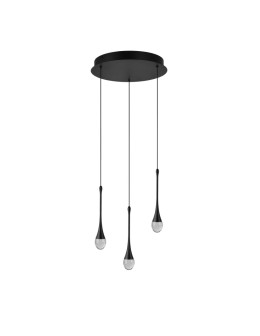 Azzardo DALMA 3 ROUND BK Czarny Mat/Transparentny 3xLED Wisząca AZ6009