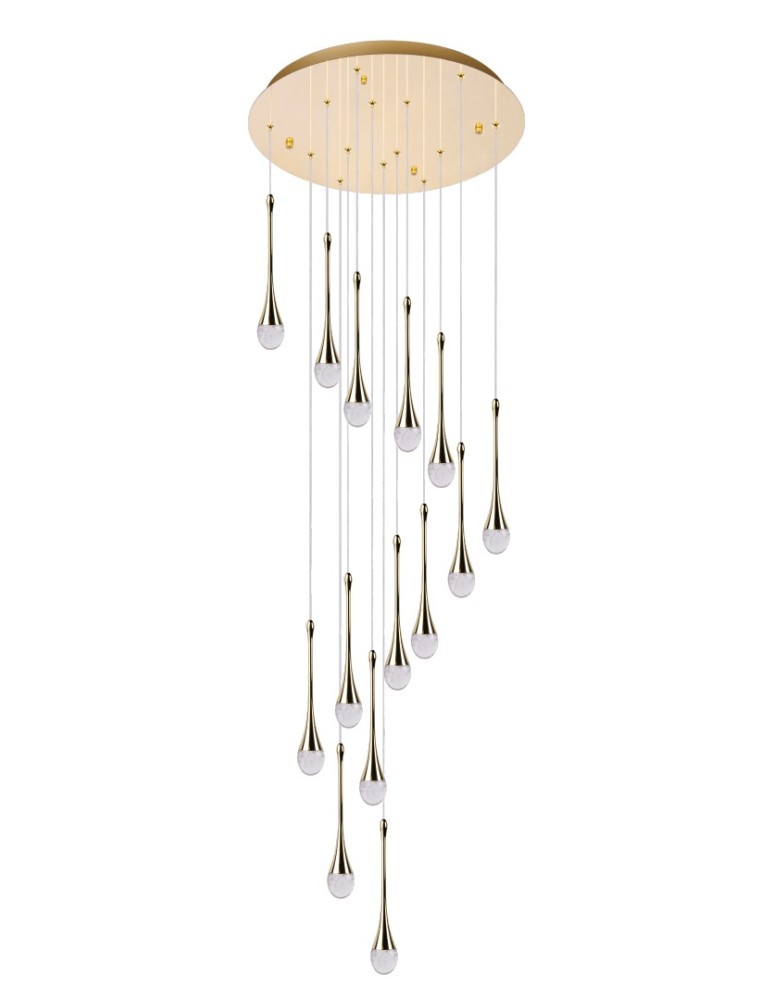 Icicle pendant lamps - Azzardo DALMA 14 ROUND GO Gold Gloss/Transparent 14xLED Pendant AZ6012. - product kolory-swiatla.pl 1