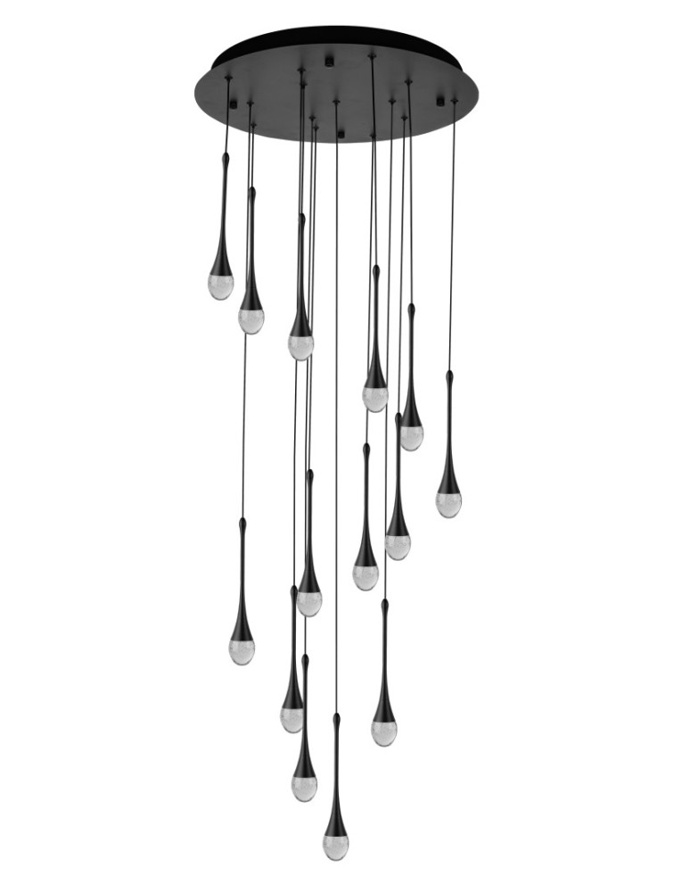 Icicle pendant lamps - Azzardo DALMA 14 ROUND BK Black Matte/Transparent 14xLED Pendant AZ6011 - product kolory-swiatla.pl 1
