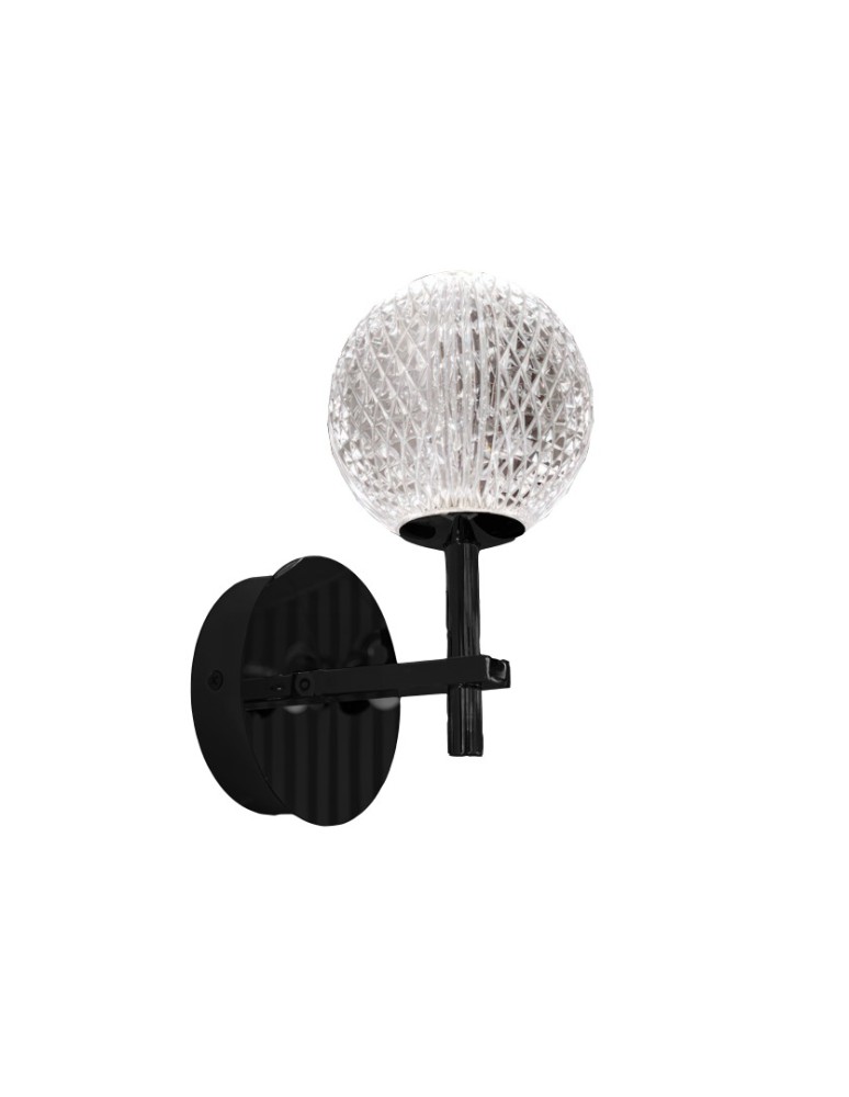 Glamour wall lamps - Azzardo EDEM WALL BK Black Matte/Transparent 1xLED Wall Mount AZ6013. - product kolory-swiatla.pl 1