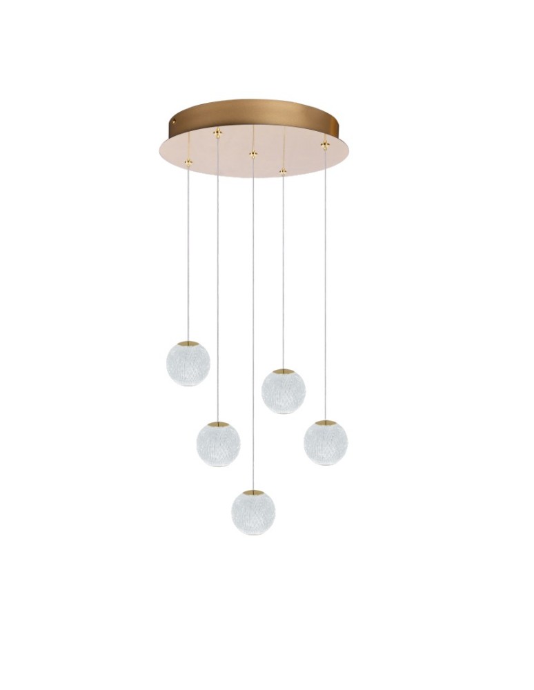 5 point pendant lamps - Azzardo EDEM 5 ROUND GO Gold Gloss/Transparent 5xLED Pendant AZ6018. - product kolory-swiatla.pl 1