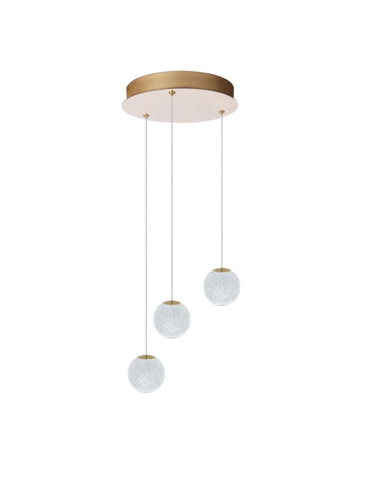 Triple pendant lamps - Azzardo EDEM 3 ROUND GO Gold Gloss/Transparent 3xLED Pendant AZ6020. - product kolory-swiatla.pl 1