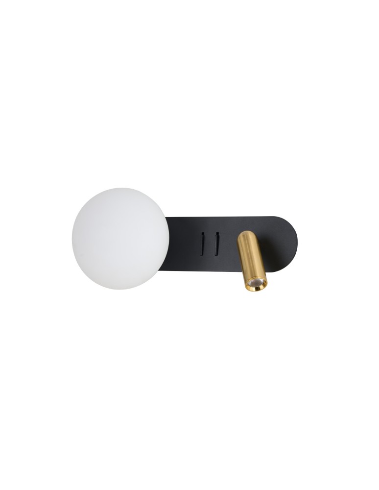 Wall lamps for bedrooms - Azzardo TRASIMENO WALL BK Black Matte/Brushed Brass/White Matte 1+1xLED/G9 Wall lamp with Reflector and Switches AZ5641 - product kolory-swiatla.pl 1