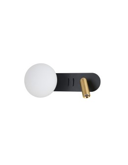 Azzardo TRASIMENO WALL BK Czarny Mat/Mosiądz Szczotkowany/Biały Mat 1+1xLED/G9 Kinkiet z Reflektorem i Włącznikami AZ5641