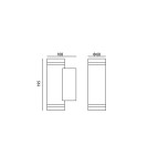 Outdoor wall lamps - Italux Fondo GU10 Outdoor Wall Mounted Black Sandblasted IP54 2xGU10 40W OWL-2067-2-GU10 - product 2