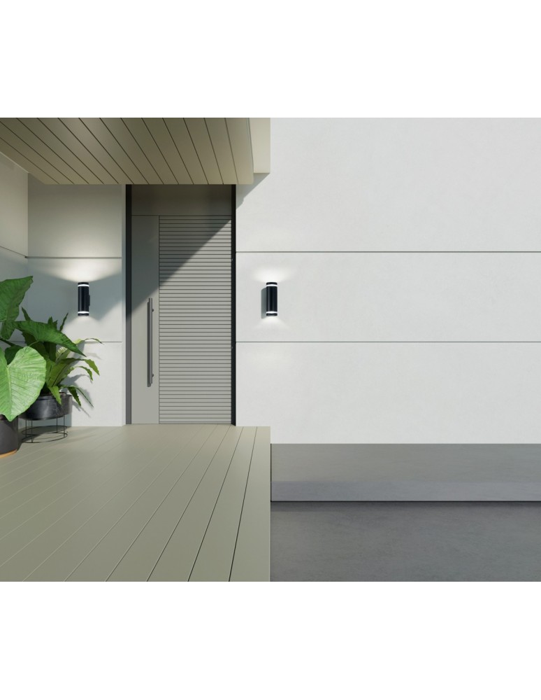 Italux Fondo 4K Zewnętrzna Ścienna Czarny piaskowany IP54 2xLED 14W 4000K OWL-2067-2-4K