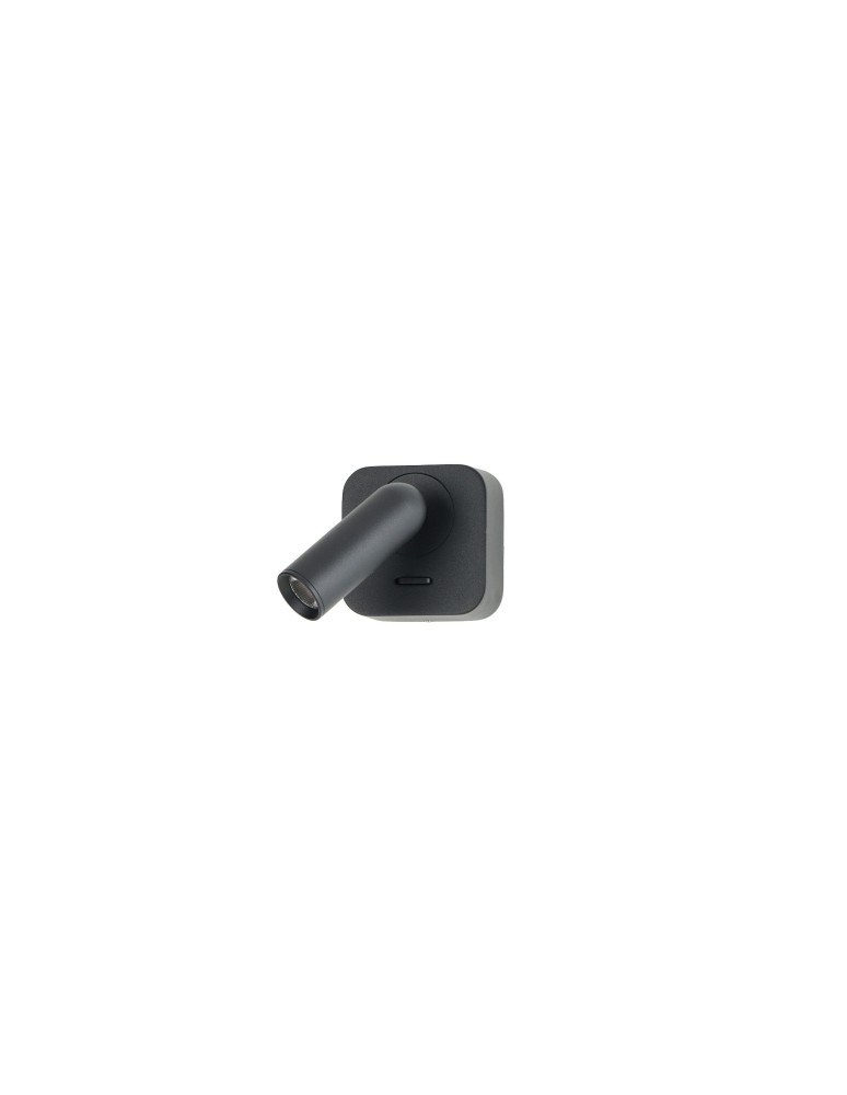 Reading wall lamps - Azzardo LUGANO SQUARE WALL BK 3000K Black Mat 1xLED Reading Wall lamp with Switch AZ5655. - product kolory-swiatla.pl 1