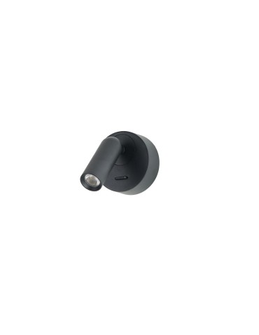 Azzardo LUGANO ROUND WALL BK 3000K Black Matte 1xLED Reading Wall lamp with Switch AZ5628.
