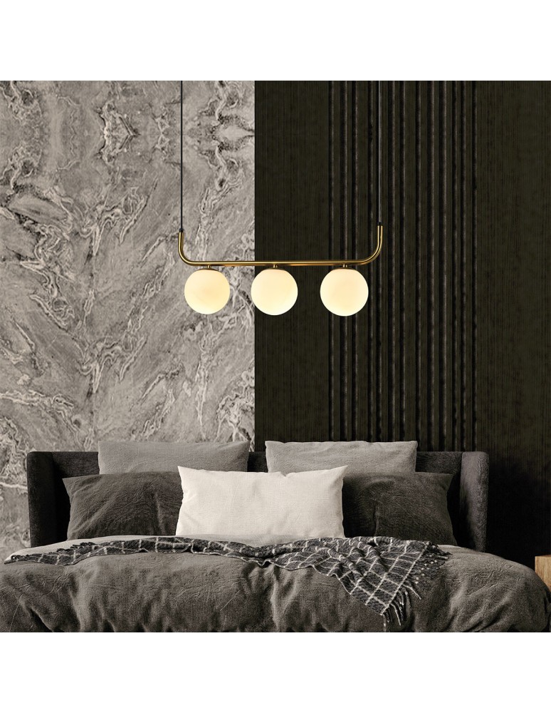 Pendant lamps spheres - Light Prestige Alisa 3xE14 gold/white pendant lamp LP-005/3L GD - product kolory-swiatla.pl 4