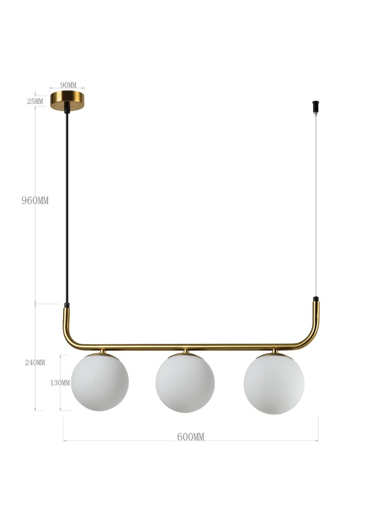 Pendant lamps spheres - Light Prestige Alisa 3xE14 gold/white pendant lamp LP-005/3L GD - product kolory-swiatla.pl 11