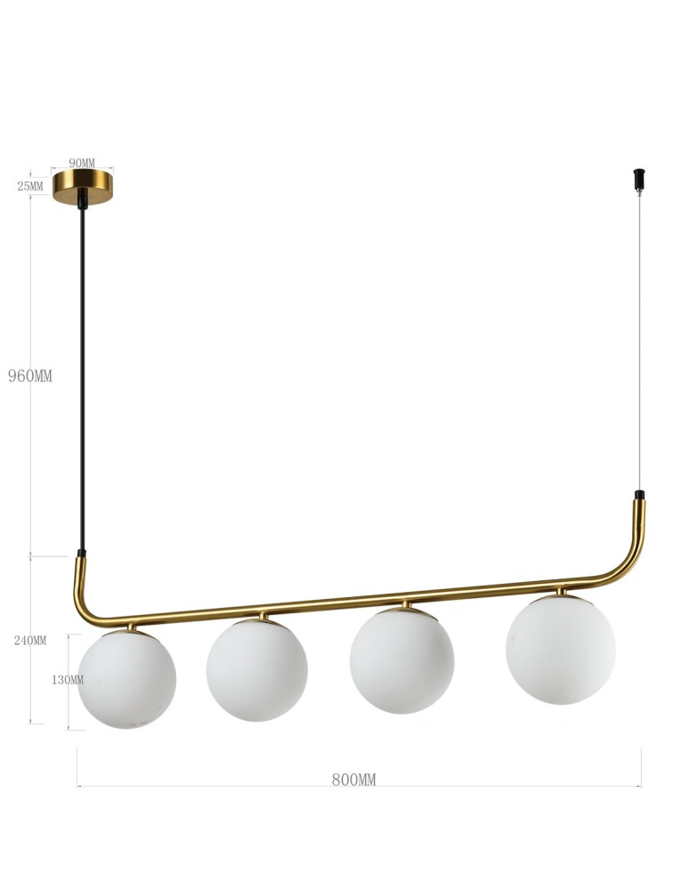 Pendant lamps spheres - Light Prestige Alisa 4xE14 gold/white pendant lamp LP-005/4L GD - product kolory-swiatla.pl 8