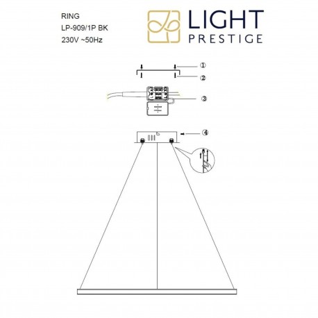 Light Prestige Lampa wisząca Ring średni CCT 1xLED czarny LP-909/1P M BK CCT