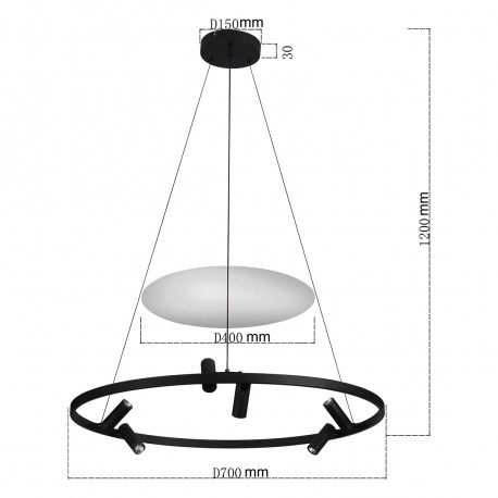 Light Prestige Lampa wisząca Almeria 6xLED czarna LP-907/1P BK