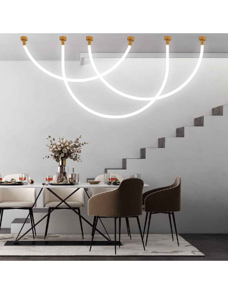 Designer pendant lamps - Light Prestige Rope Light 4M 1xLED white/gold pendant lamp LP-642/4M - product kolory-swiatla.pl 3