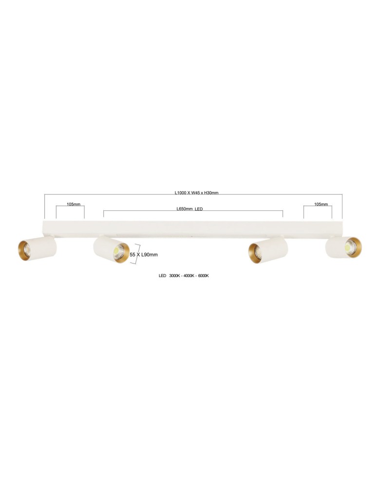Spotlight ceiling lamps - Light Prestige Perugia ceiling lamp 4xGU10 + 1xLED white LP-0703/4C WH - product kolory-swiatla.pl 9