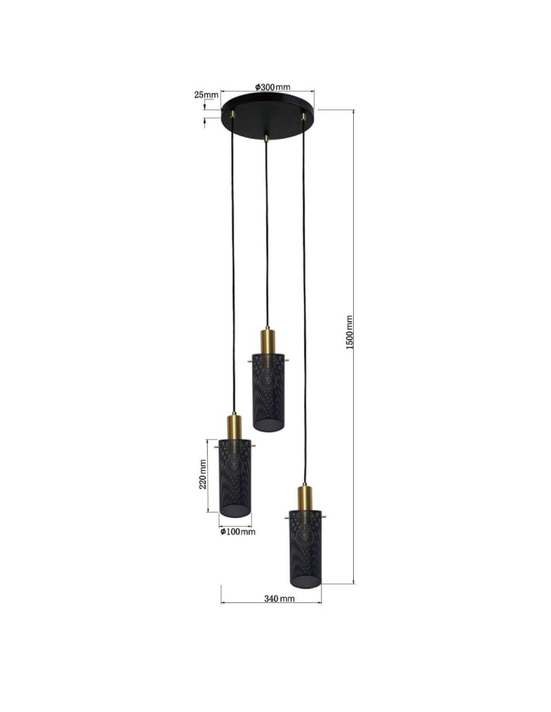 Triple pendant lamps - Light Prestige Tirana pendant lamp 3xE27 black LP-945/3P BK - product kolory-swiatla.pl 6